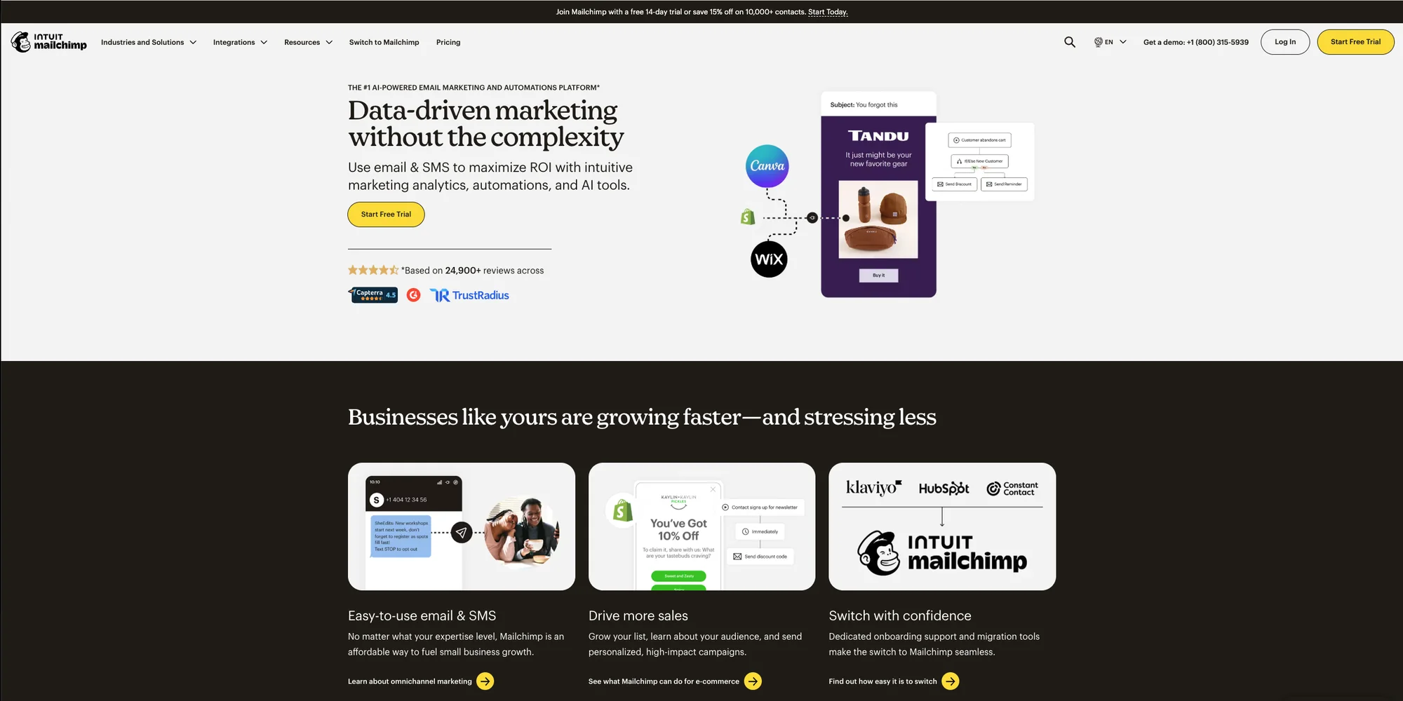 Old Mailchimp home page