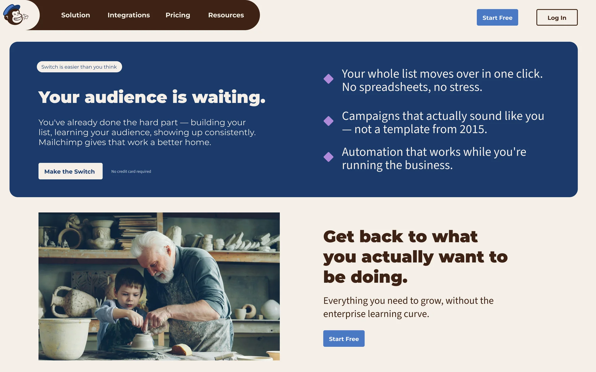 Redesigned switch to Mailchimp page