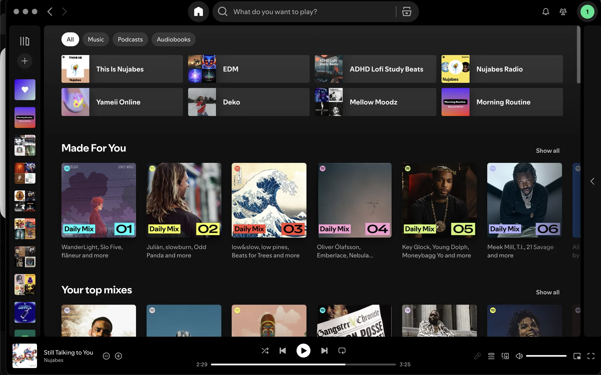 Current Spotify desktop home