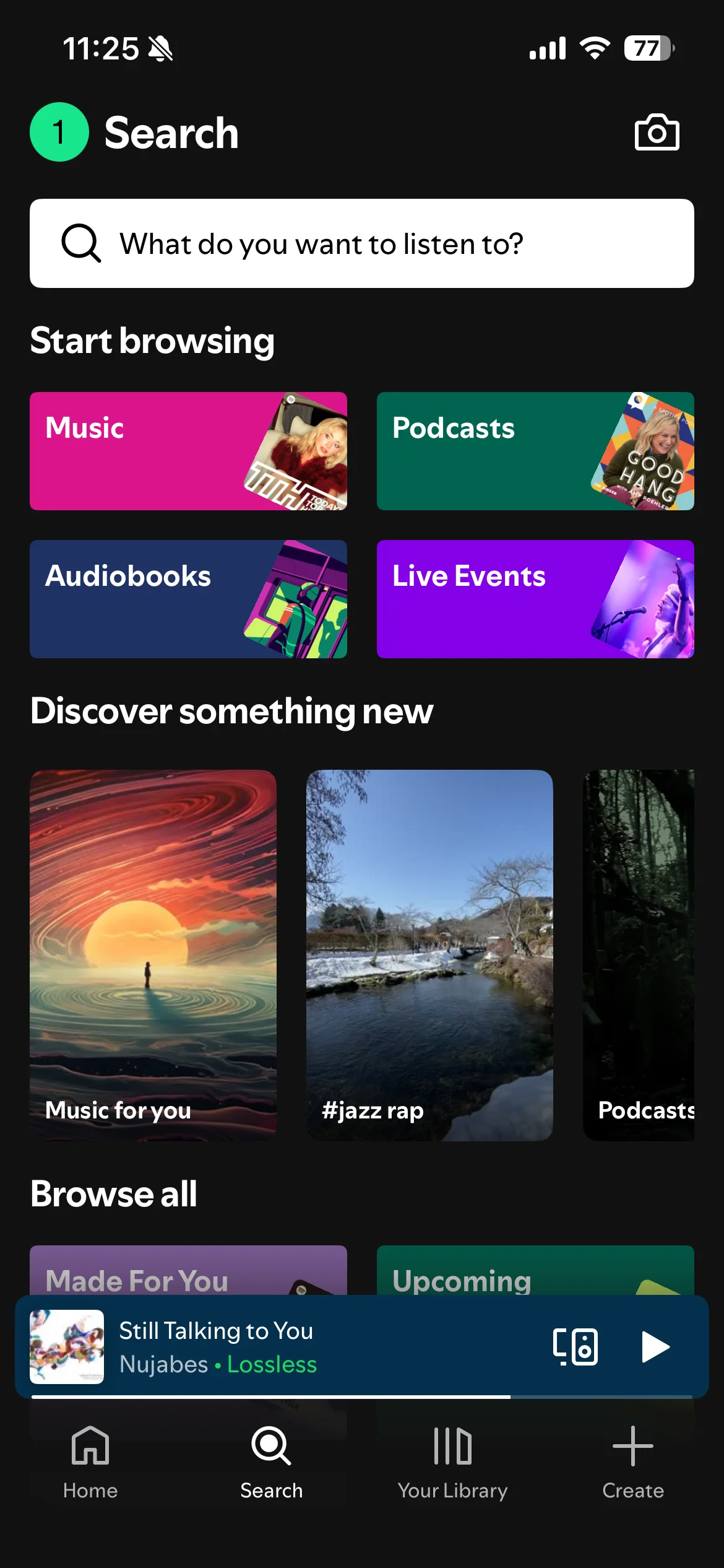 Current Spotify mobile search